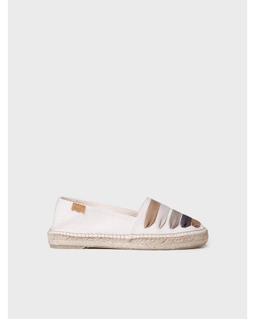 Toni Pons Natural Flat Espadrille With Ribbons