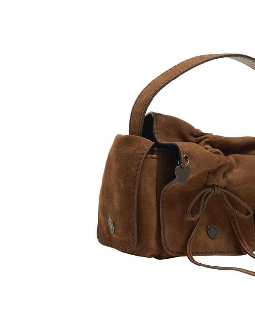 Acne Brown Multipocket Suede Shoulder Bag