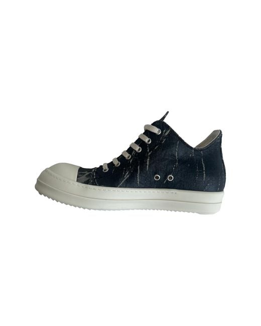 Rick Owens Black Denim Low Sneakers for men