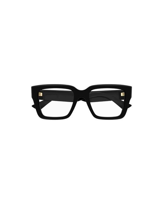 Bottega Veneta Black Rectangular Square Eyeglasses