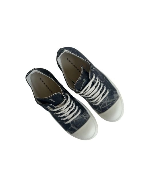 Rick Owens Black Denim Low Sneakers for men
