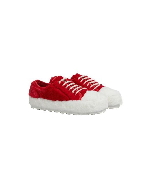 Marni Red Fluffy Sneakers