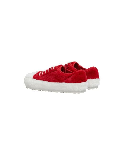 Marni Red Fluffy Sneakers