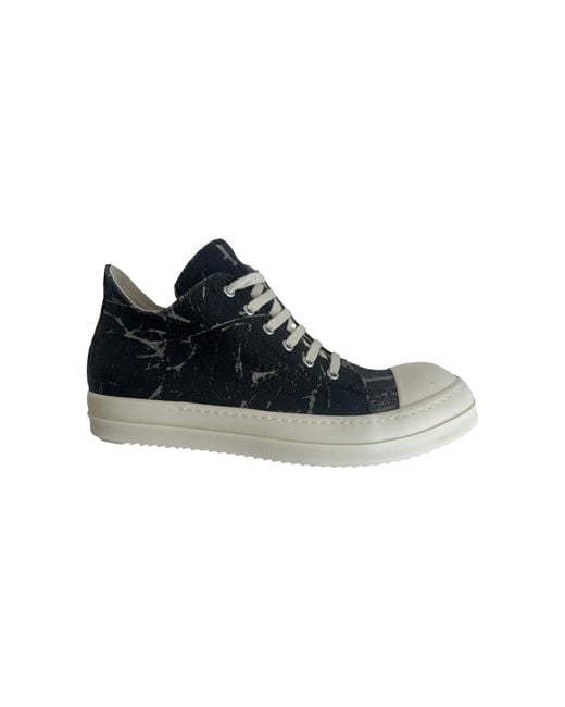 Rick Owens Black Denim Low Sneakers for men