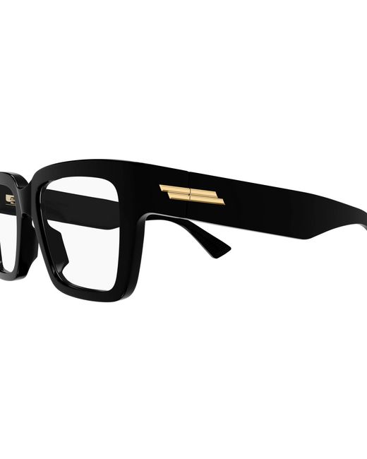 Bottega Veneta Black Rectangular Square Eyeglasses