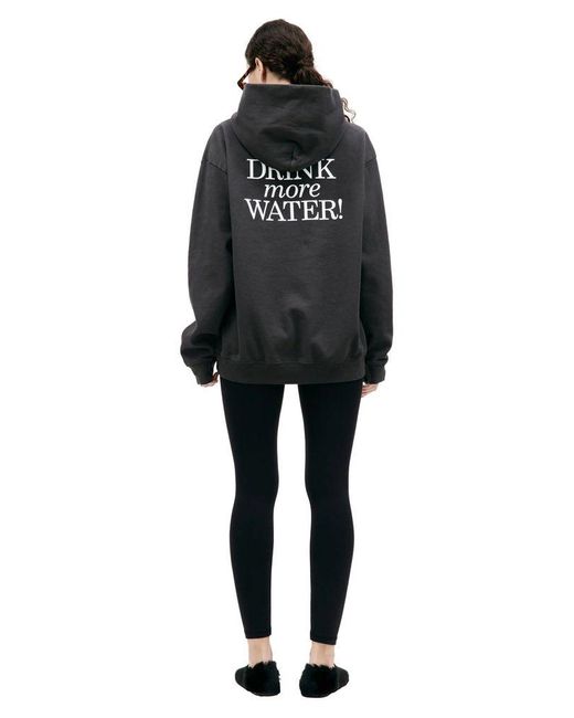 Sporty & Rich New Drink More Water Hoodie (Faded) in Black Lyst