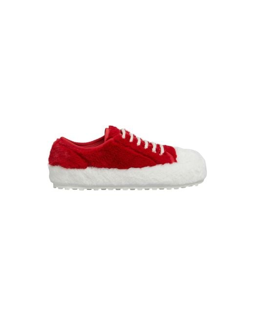 Marni Red Fluffy Sneakers