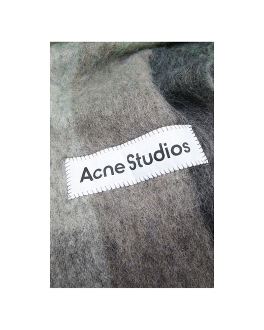 Acne Gray Mohair Checked Scarf