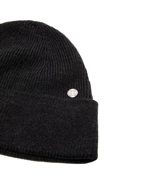 Acne Black Wool Beanie With Rivet