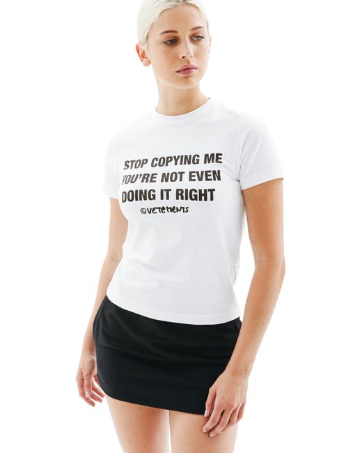 Vetements Stop Copying Me Fitted T-shirt in White | Lyst