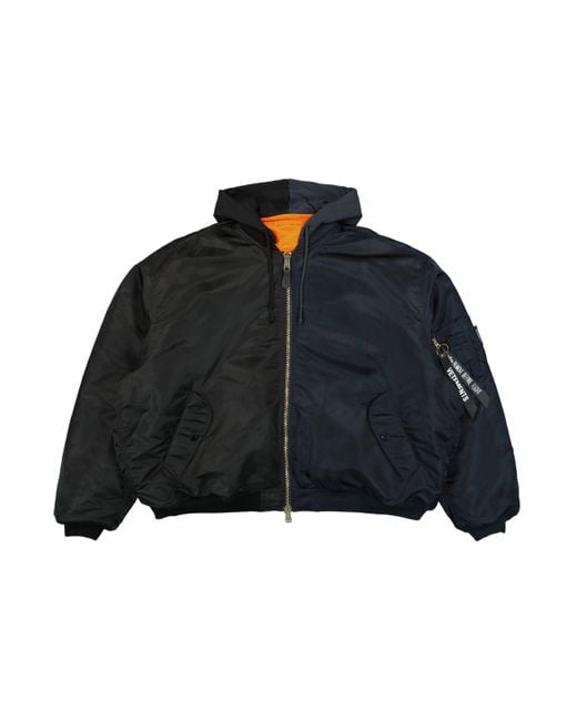 Vetements Black Split Hooded Bomber Jacket