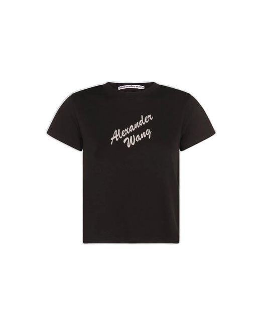 Alexander Wang Black Shrunken Tee W/Hotfix Logo