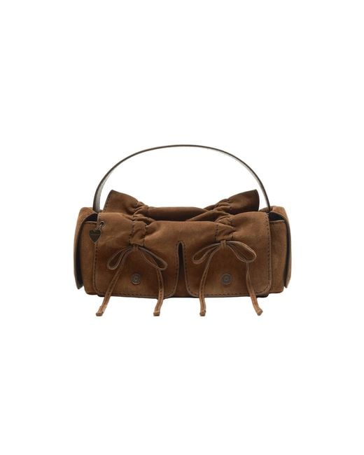 Acne Brown Multipocket Suede Shoulder Bag