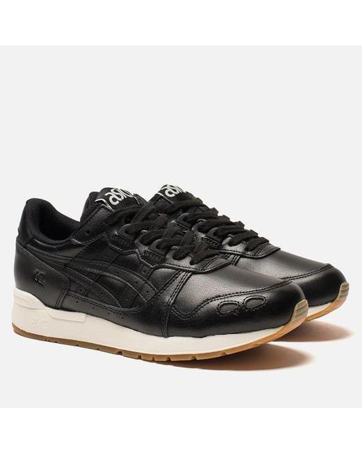 black leather asics trainers