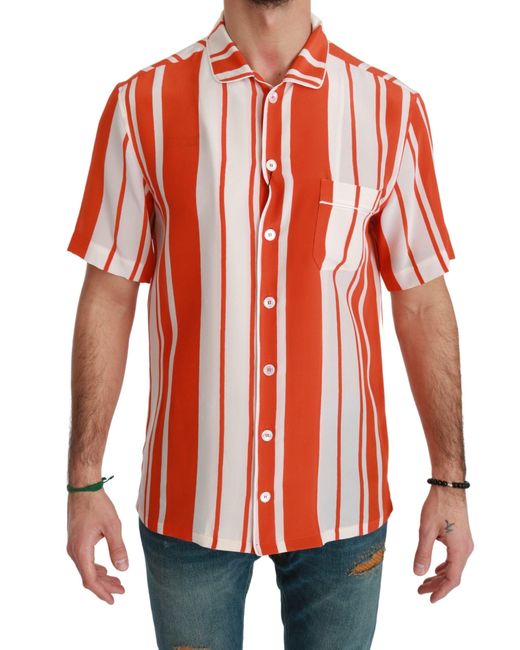 mens red silk short sleeve shirt