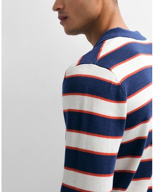 Topman Natural Regular Fit Striped Knitted Polo for men