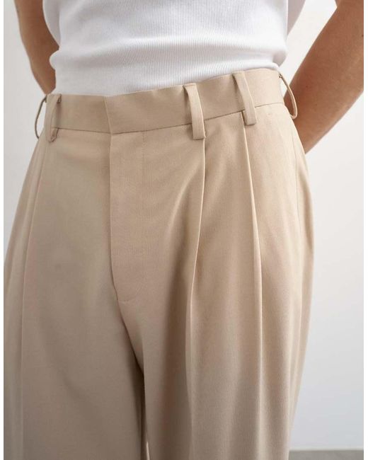 Topman White Wide Leg Pleated Trouser for men
