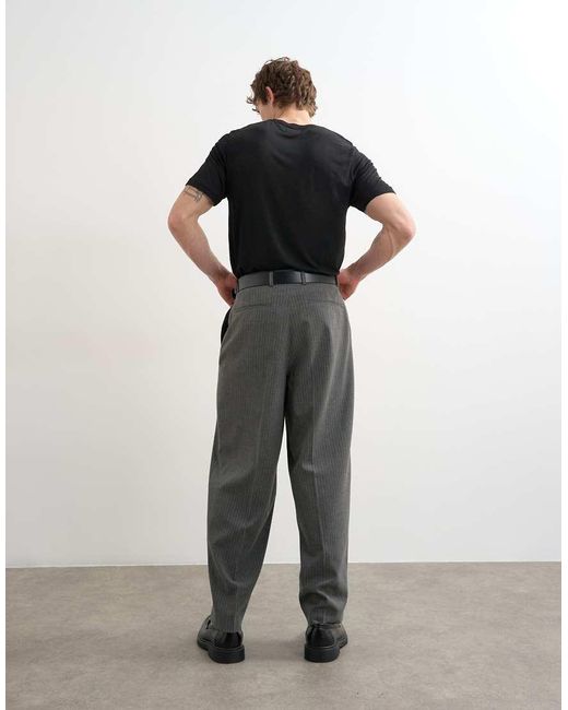 Topman White Relaxed Fit Pinstripe Trouser for men