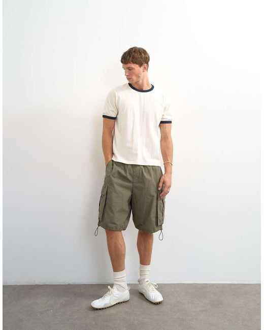 Topman White Classic Fit Crop Ringer T-shirt for men