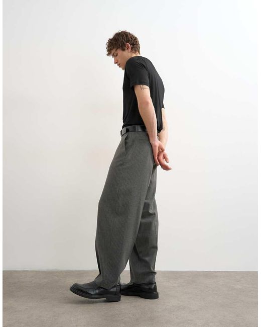 Topman White Relaxed Fit Pinstripe Trouser for men