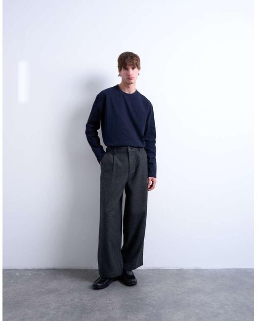 Topman Blue Barrel Trousers for men