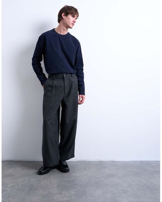 Topman Blue Barrel Trousers for men