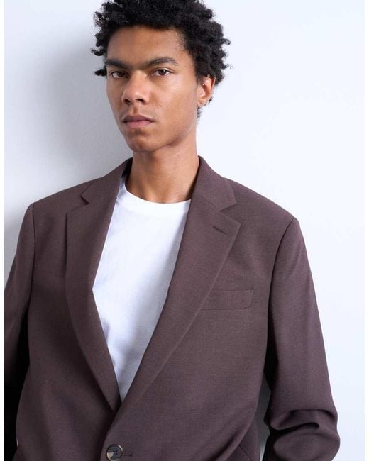 Topman Purple Relaxed Wool Touch Blazer for men