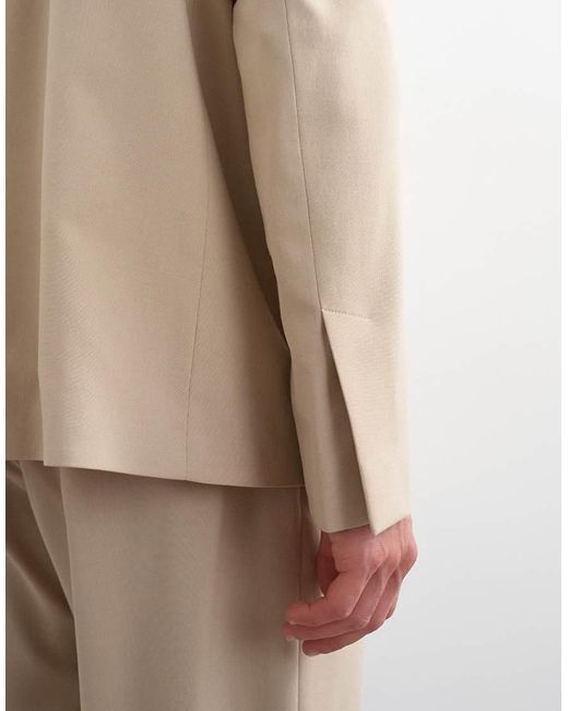 Topman Natural Oversized Fit Collarless Blazer for men