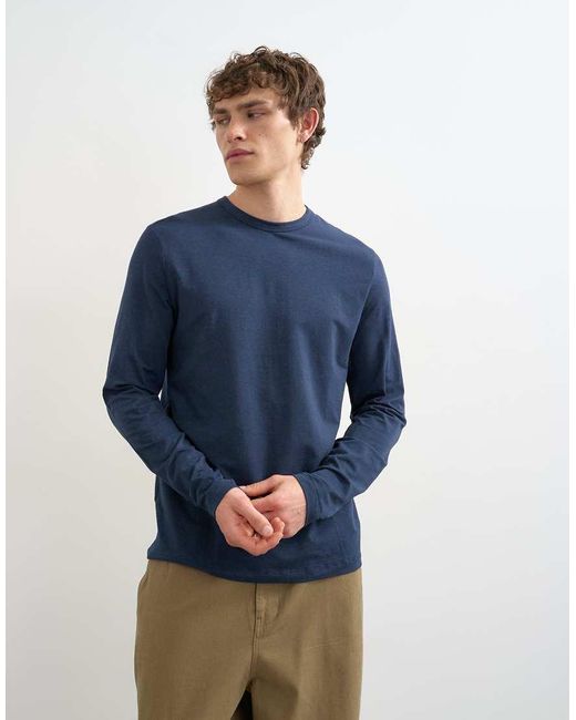Topman Blue Lightweight Long Sleeve Tee for men