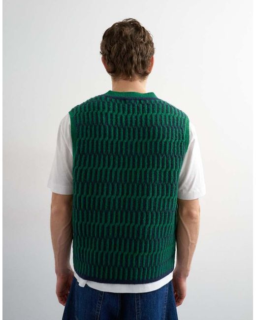 Topman Green Relaxed Fit Cropped Knitted Tank for men