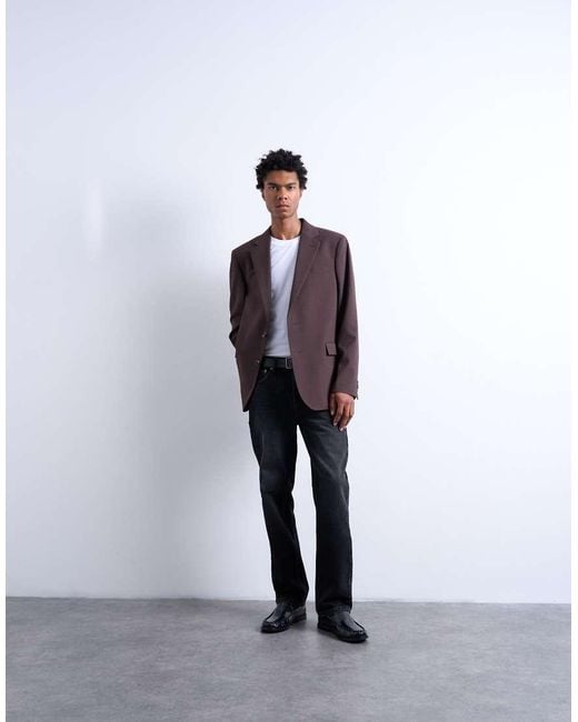 Topman Purple Relaxed Wool Touch Blazer for men
