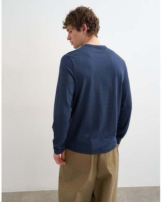 Topman Blue Lightweight Long Sleeve Tee for men