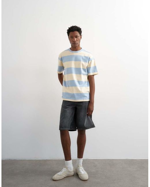Topman White Relaxed Fit T-shirt With Wide Stripe for men