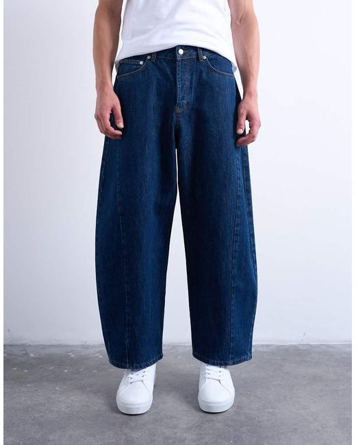 Topman Blue Rigid Barrel Jean for men