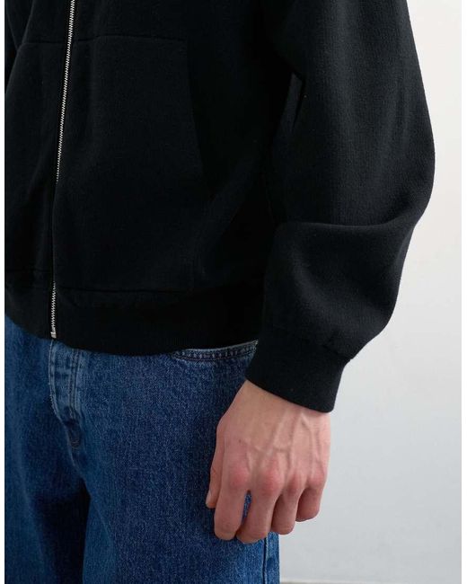 Topman Blue Premium Relaxed Fit Knitted Double Zip Cardigan for men
