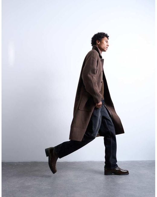 Topman White Premium Wool Blend Raglan Over Coat for men