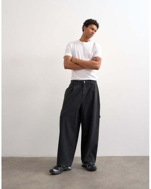 Topman Black Barrel Twill Carpenter for men