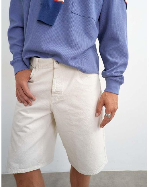 Topman Gray Rigid Baggy Denim Short for men