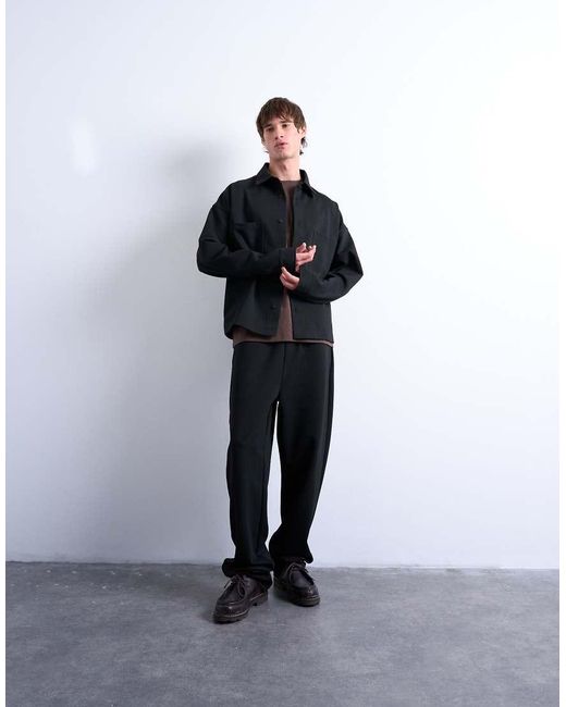 Topman Blue Fit Double Pocket Jersey Jacket for men