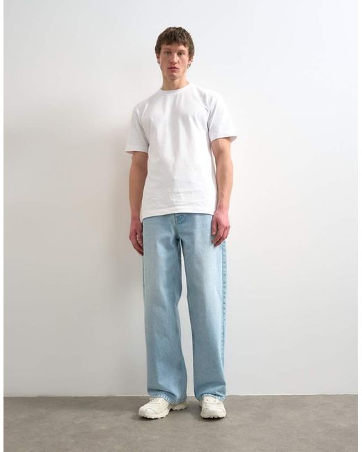 Topman Blue Rigid baggy Jeans for men