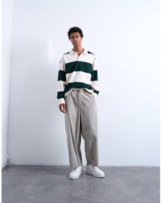 Topman White Ripstop Barrel Trousers for men