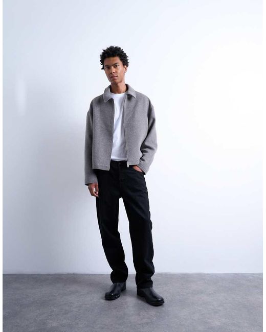 Topman Gray Wool Blend Jacket for men