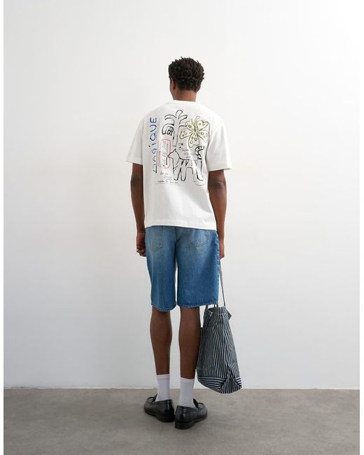 Topman White Relaxed Fit T-shirt With Magique Front And Back Embroidery for men