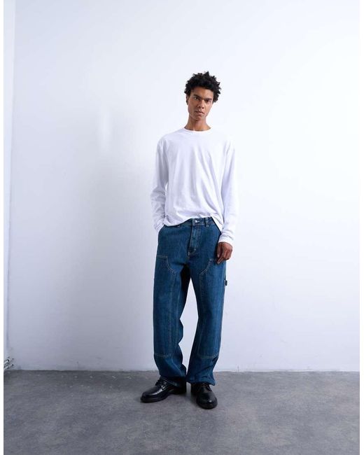 Topman Blue baggy Carpenter Jean for men