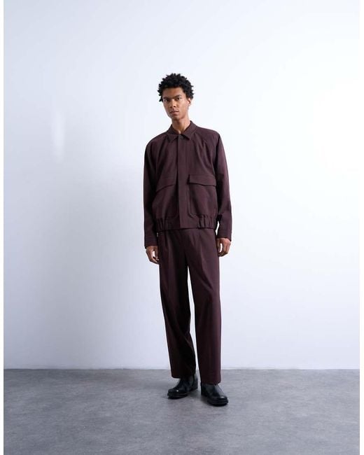Topman Purple Smart Harrington Jacket for men