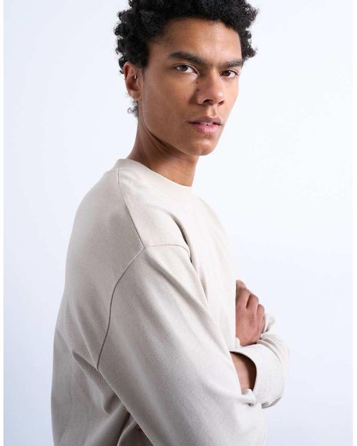 Topman Blue Relaxed Fit Long Sleeve T Shirt for men
