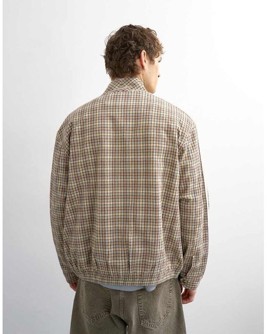 Topman Natural Textured Check Harrington for men