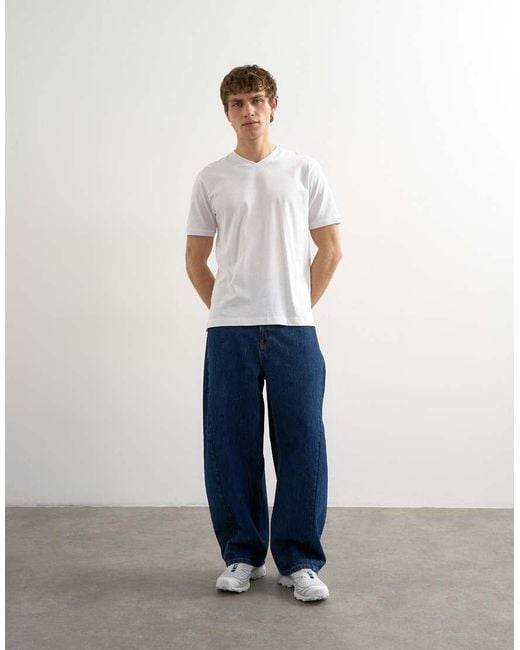 Topman White Classic Fit V Neck T-shirt for men