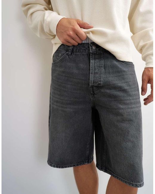Topman Black Rigid baggy Denim Short for men