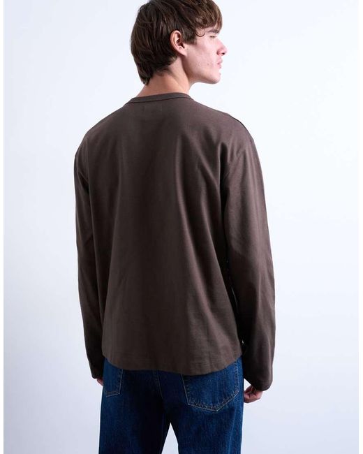 Topman Blue Boxy Oversized Long Sleeve T-shirt for men